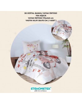 ETEHOMETEX TEK KİŞİLİK 3D DİJİTAL BASKILI YATAK ÖRTÜSÜ GEZGİN KIZ 8696474232041